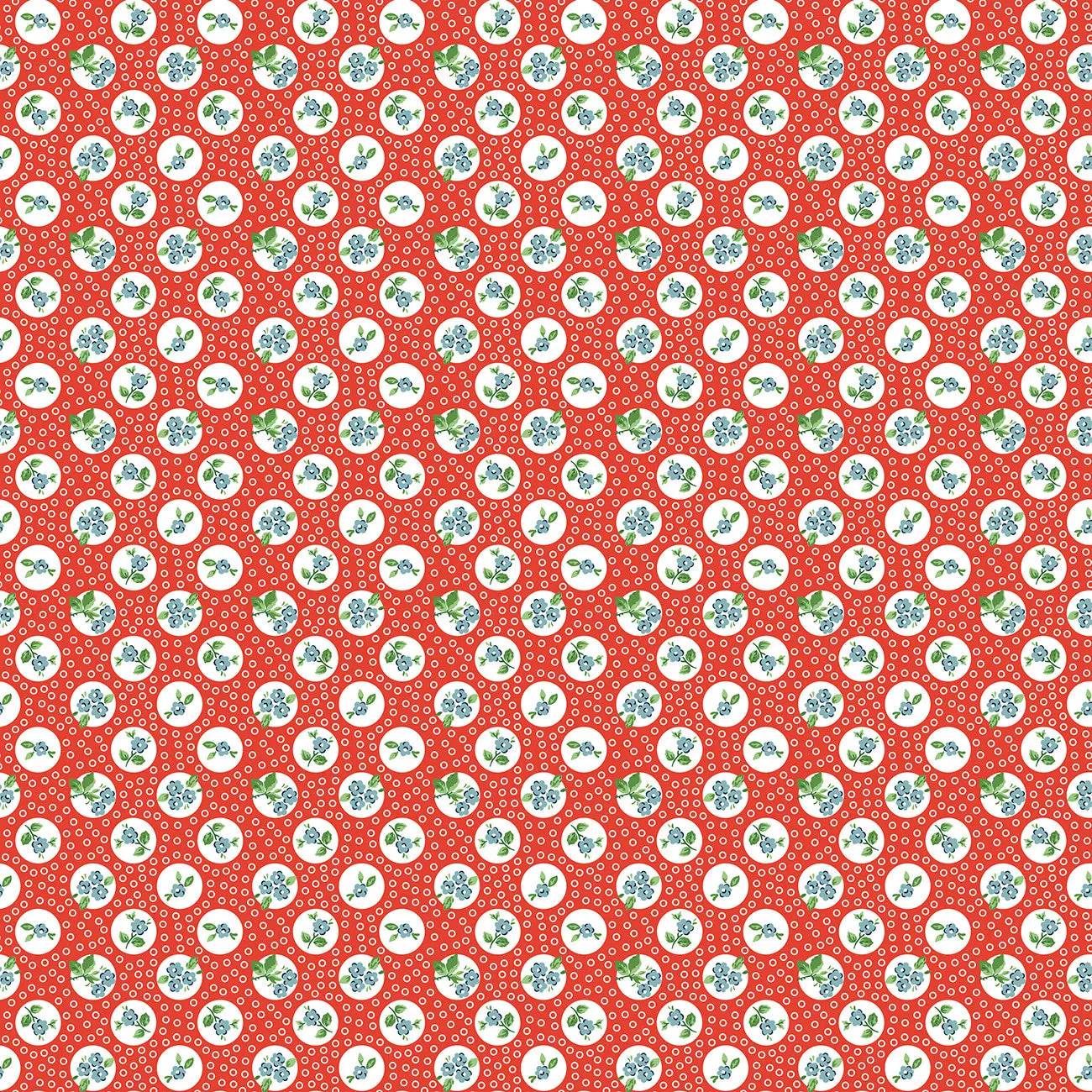 Fabric Poppie Cotton Red Pocket Posies Flower Market by the Quarter Yard FM25419