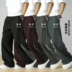 # SummerVibesNew men's drawstring wide-leg pants fashion loose casual pants Joker style solid color pantsJieliu