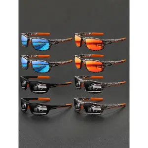 8pcs Latest camo sports cycling sunglasses for men and women, available in multiple colors.Features UV400 lenses for UV protection, ideal for outdoor activities.Includes classic camo patterns.