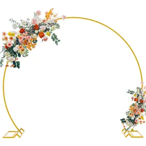 7.2FT Round Backdrop Stand Gold Circle Balloon Arch Frame Large Wedding Arch Stand for Birthday Anniversary Valentine Wedding Decorations