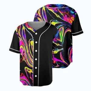 Liquid Swirl Baseball Jersey, Trippy Rave Shirt, Neon Festival Outfits #Baseballjersey