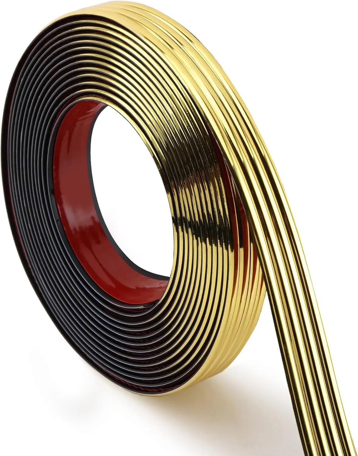 Glossy Gold Finish Wall Molding Trim, 196.8"L x 0.79"W Peel and Stick Corner Guards, Protection & Decoration for Countertops, Furniture Cabinets and Tables