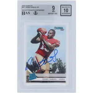 Deebo Samuel San Francisco 49ers Autographed 2019 Panini Donruss Rated Rookie #317 Beckett Fanatics Witnessed Authenticated 9/10 Rookie Card - Fanatics Authentic Certified