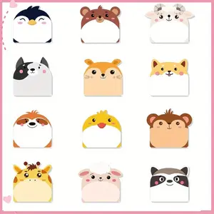24PCS Creative Cartoon Animals Self-adhesive Sticky Notes 12 Styles Sticky Notepads Memo Pad
