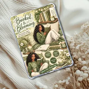 Booked & Blooming Olive Black Girl Reader: Kindle or eReader Decor for Book Lovers