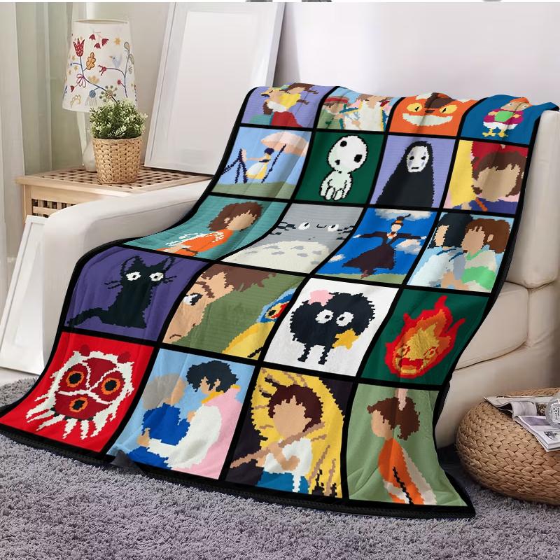 Studio Ghibli Anime Blanket Soft Funny Throw Blanket Cozy Lightweight Plush Portable Cover Blanket For Sofa,Warm Gift For Birthday,Christmas,Multiple Blanket