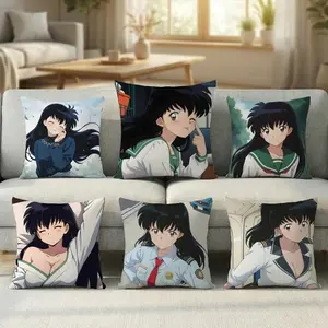 Inuyasha Kagome Higurashi anime kind brave sweet Pillow Case new style printing Pillowcase Anti-dustmite Invisible zipper silky short plush Sofa cushion cover polyester microfiber queen king bed home