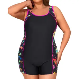Daci Plus Size One Piece Swimsuit Women Athletic Boyleg Bathing Suit Full Coverage Swimwear