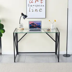 2024 new office desk Tempered Clear Glass Computer Desk, Laptop Desk  Transparent Glass Laptop Table, Small Study Desk folding chairs marble coffeetable slab table monitor desk