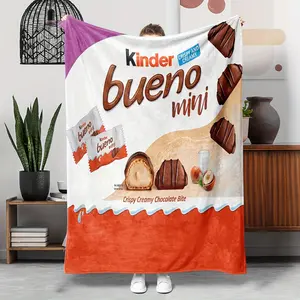 Comfortable chocolate candy patterned flannel blanket - the perfect gift for family and friends, suitable for naps, sofas, camping and traveling