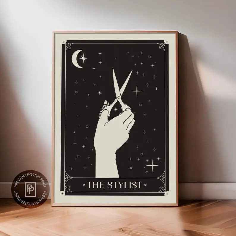 Hair Salon Decor, Gift for Hair Stylist, Tarot Card Print, Premium Poster, Salon Poster, Hair Wall Art, Cosmetology Gift, Hairdresser Gift