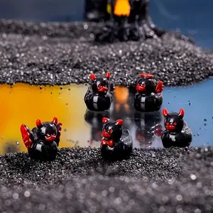 28-Pack Mini Demon Duck Statues, Handcrafted Resin Figurines for Terrariums, Party Favors & Halloween Decor, No Batteries Needed