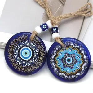 Lucky Evil Eye Blue Glass Pendant — Car Hanging Ornament & Keychain Accessory