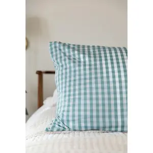 MUTED TEAL GINGHAM | PILLOW CASE