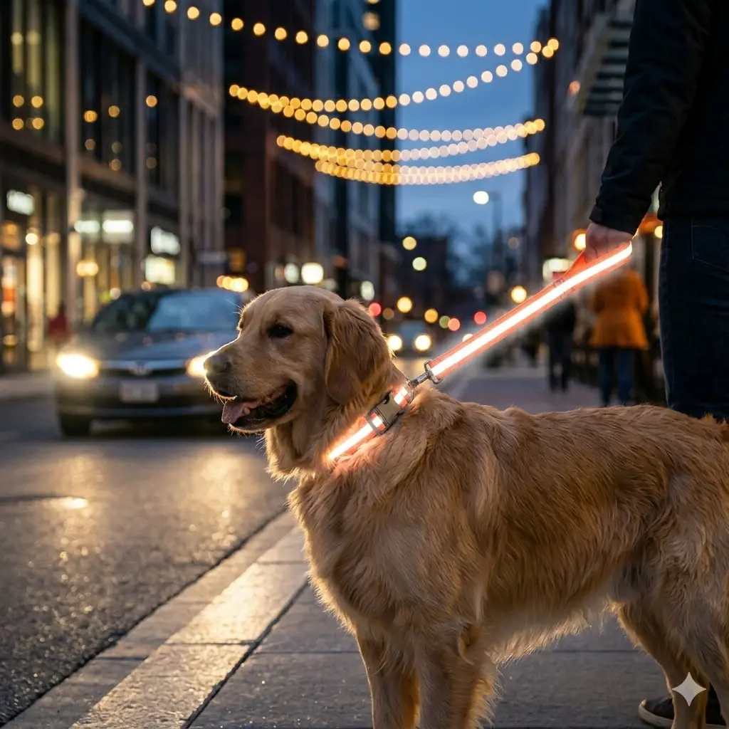 Reflective Dog Collar and Leash Set - Waterproof Heavy Duty Night Safety Pet Walking Leash Adjustable Collar for Small Medium Large Dogs Dirt Proof Pet Supplies