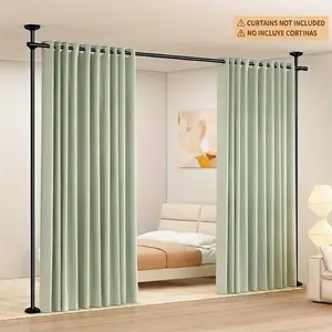 Adjustable Bedroom Partition Rod - Heavy-Duty Room Divider Curtain Rod for 4-10 Ft High and 28-70 in Wide Spaces - No Drill Freestanding Separator Freestanding Tension Curtain Stand(Curtains are not included)