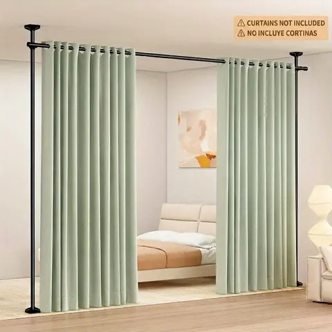 Adjustable Bedroom Partition Rod(Curtains NOT Included) - Heavy-Duty Room Divider Curtain Rod for 4-10 Ft High and 28-70 in Wide Spaces - No Drill Freestanding Separator Freestanding Tension Curtain Stand