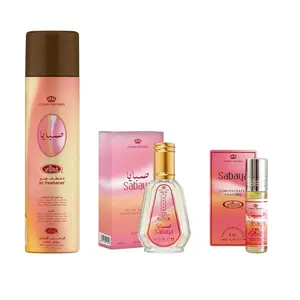 (3pc Bundle Pack) Sabaya - 50ml Perfume EDP Spray + 6ml Roll-On Oil + 300ml Air Freshener by Al-Rehab