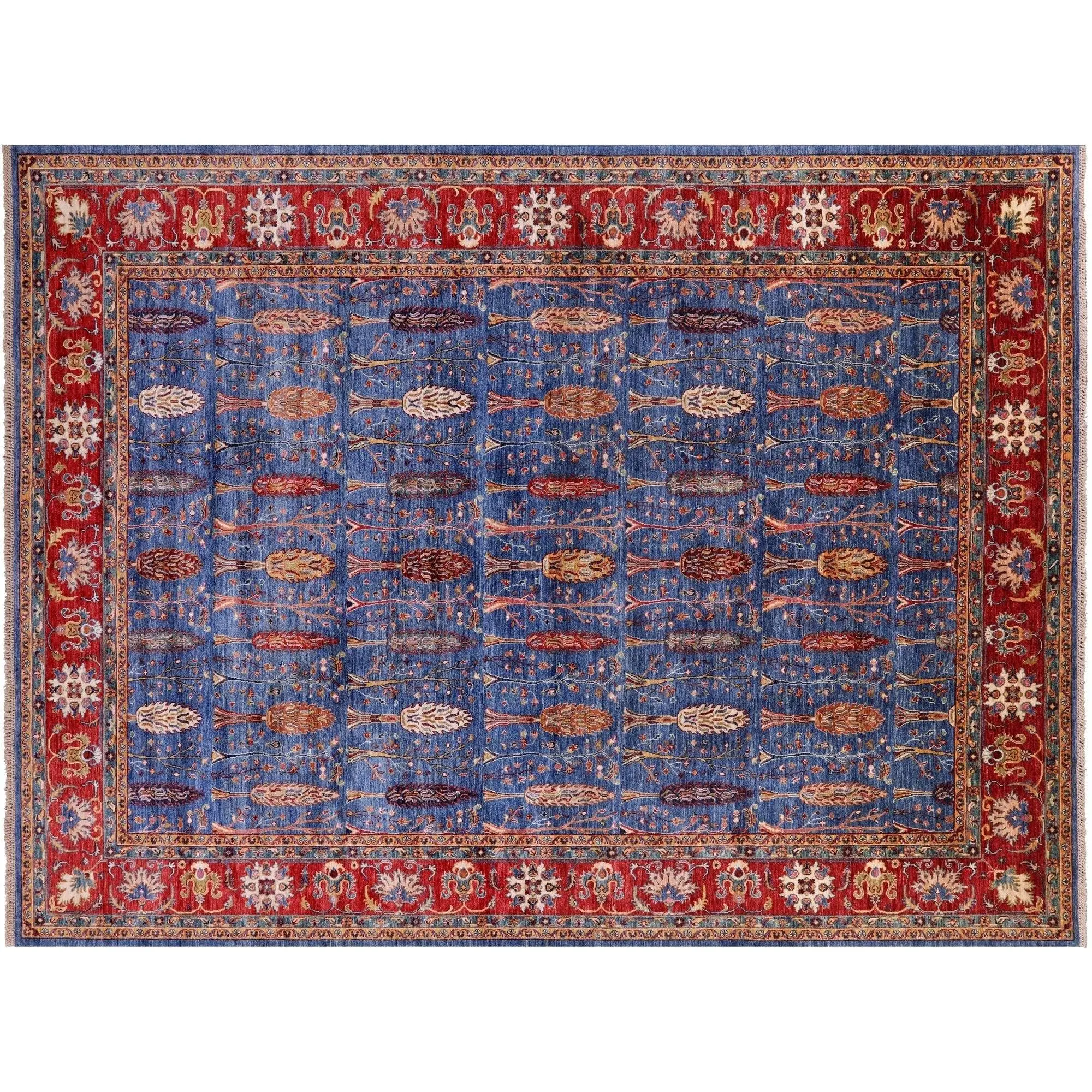 SUPER SALE Blue Handmade Persian Fine Serapi Rug 9' 0" X 11' 11" - Q7508