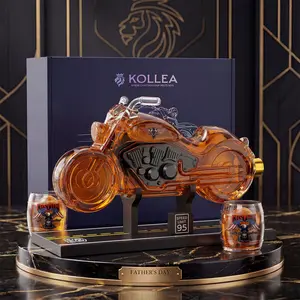 Kollea Father's Day Gifts, Motorcycle Whiskey Decanter Set with 2 Glasses, Liquor Dispenser for Home Bar, Unique Birthday & New Year Gift for Father, Boyfriend, Anniversary, Biker & Motor Lover