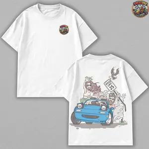 Miata MX5 Car Cartoon Shirt, JDM Graphic Tee, Grey Oversized Top, Animated Car Art, Streetwear Aesthetic, Retro Roadster Illustration, Funny Car Tee, Y2K Style, Drift Culture