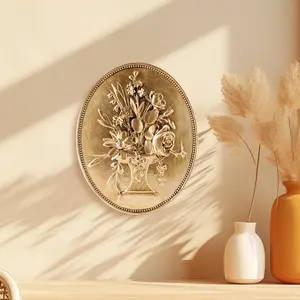 Vintage Oval Resin Wall Decor, Vintage Wall Art, Hand-Painted European Style Ornament, Home Hotel Photography Prop, 1 Piece