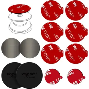 Extra 3M Tape Super Sticky Adhesive Replacement and Phone Magnet Sticker Disc for Reusing Grip Stand Socket Base, Circle Double Sided Car Mount Holder Strong Glue Pads Round Magic Metal Plate