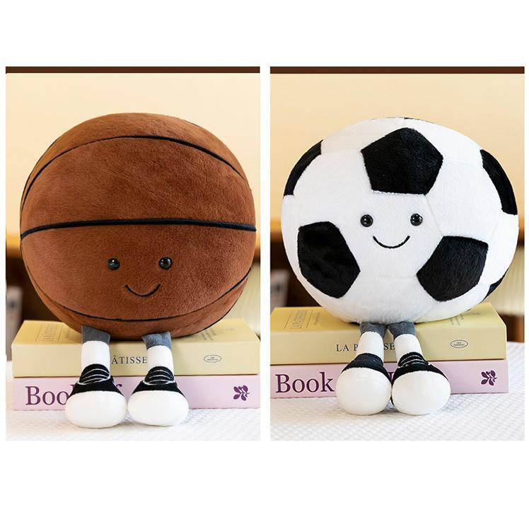 9.8-inch Basketball Plush Toy, Soft Filling Sports Plush Ball, Cute and Funny American Basketball Doll with Feet, Creative Basketball Ball-Shaped Decorative Cushion - Boys Girls Plush Toy, Basketball Pillow Gift, Suitable for Room Decoration, Sofa or Bed