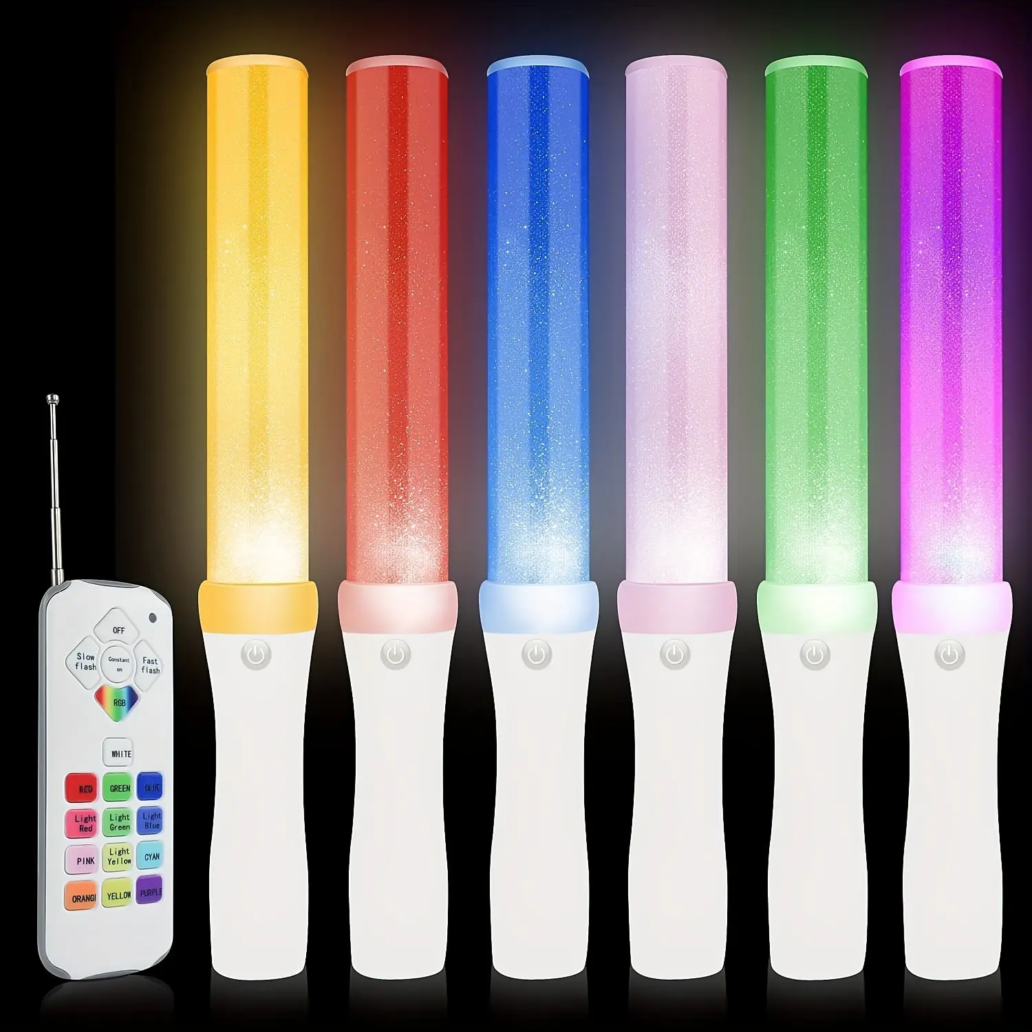 New 12pcs Set Glow Batons with RC 13 colours With 4 Light Modes Large Glow Sticks Party Packs Light Up Sticks Neon Party Lights for Festival Christmas Wedding Birthday Party Favors