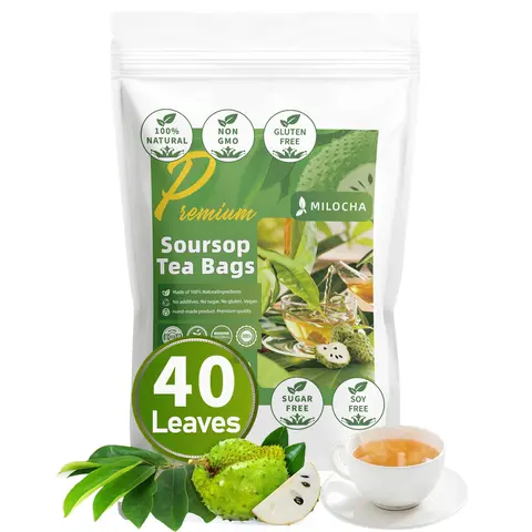 MILOCHA Soursop Leaves Tea Bags, 40 Teabags - Premium Soursop Graviola Leaves - Hojas De Guanabana Tea - Non-GMO - Caffeine-free - Improve Digestion, Support Healthy Skin & Sleep
