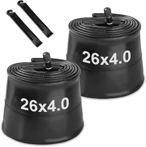 Hycline Fat Bike Inner Tube: 20/26x4.0 Inch 2-Pack Electric Fat Tire Tubes AV 32mm Schrader Valve, Premium Butyl Rubber Puncture Resistant Replacement Tubes with 2 Tire Levers