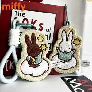 Kawaii Miffy Cute Plush Shoulder Bag Pendant Cartoon Rabbit Originality Towel Embroidery Key Chain Accessory Girl Festival Gift