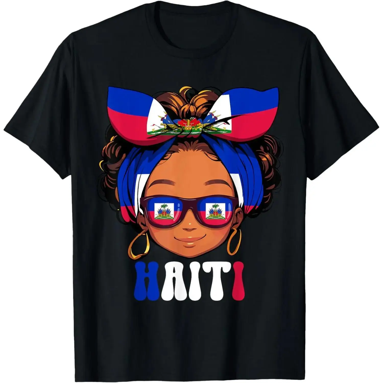 Haitian Girl Messy Hair Haiti Roots Pride Patriotic Kids T-Shirt