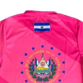 El Salvador Pink Jersey - ES Logo, Short Sleeve, Pink Color with Blue Detailing
