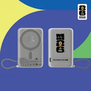 Official FIFA World Cup 2026 Edition, 10000mAh Magnetic Power Bank with Built-in Cable and Stand, 15W Max Wireless, 22.5W Max Battery Pack for iPhone 17/16 Series, Apple Watch, Galaxy