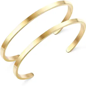 MILACOLATO 2 count Thin Cuff Bracelet for Him and Her Twisted Couple Bracelets Simple Delicate Adjustable Cuff Bangle Bracelet for Women Men Couple Valentine's Day Mothers Day Gifts