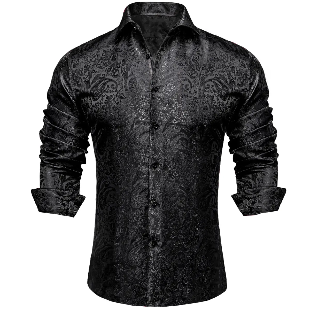 AILISUS Men's Paisley Dress Shirt Long Sleeve Wrinkle Free Button Down Cowboy Shirts Casual Formal Regular Fit Black Menswear Business Work Basic Men