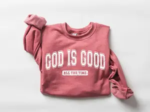 Retro Christian sweatshirt for women featuring ‘God Is Good All The Time’ with a nativity scene design, perfect Christmas faith gift and cozy wear, Womens Christian Gift, Nativity Scene