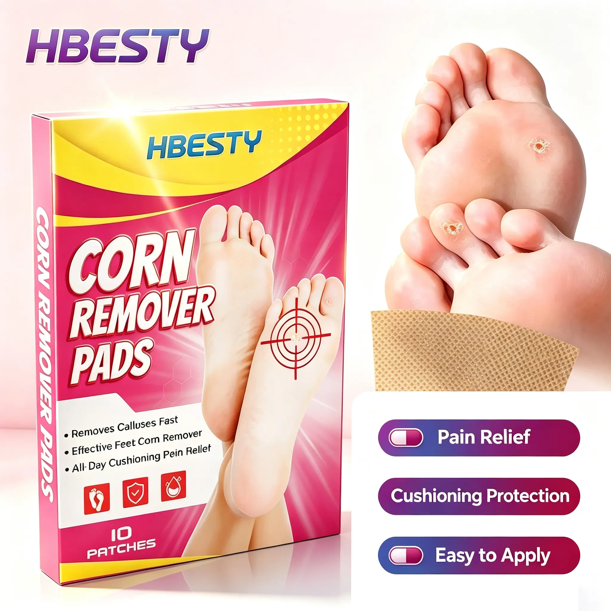 Corn Remover Patch| Fast-Acting Treatment for Corns & Calluses, Cushion Sore Toes & Relieve Walking Pain