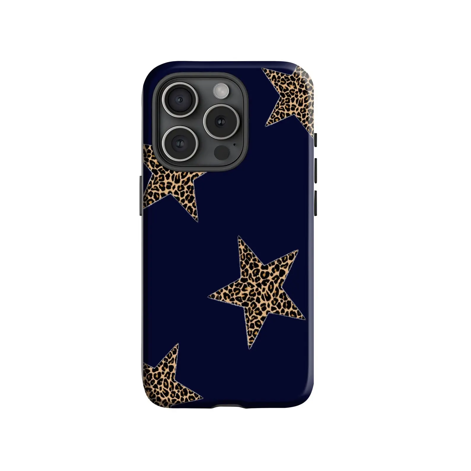 Leopard Star Print Phone Case, Navy Blue Protective Case, CY2K Dark Star Simple Suitable for iPhone 17 16 15 14 13 12 11 Pro Max