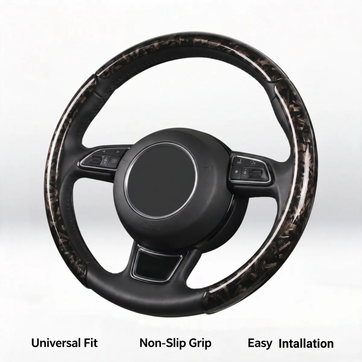 3‑Piece 15 Inch Clip‑On Steering Wheel Cover, 37‑38cm Flower Carbon Fiber Segmented Steering Wheel Protector Non‑Slip Grip Universal for For BMW Chevrolet Ford Honda Jeep Nissan Toyota Mercedes-Benz Hyundai Volkswagen Buick LEXUS Land Rover MAZDA Audi