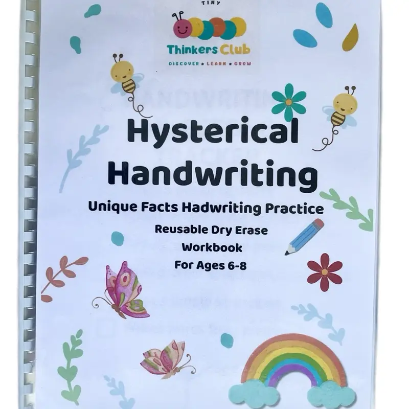 Hysterical Handwriting Unique Facts Handwriting Practice Reusable Dry Erase Workbook For Ages 6-8