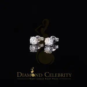 Diamond Celebrity’s 1.25ct VVS ‘D’ Moissanite Men’s/Womens 925 Silver White Round Stud Earrings