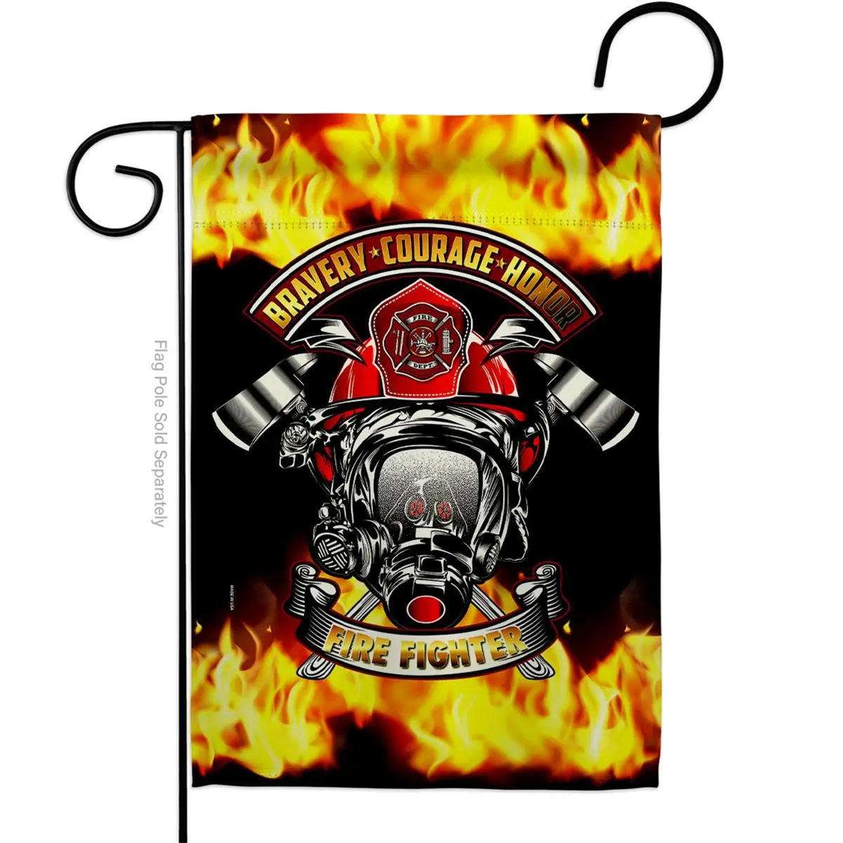 US Brotherhood 13 x 18.5 in. Bravery Firefighter Garden Flag with Armed Forces Double-Sided Decorative Vertical Flags House Decoration Banner Yard Gift