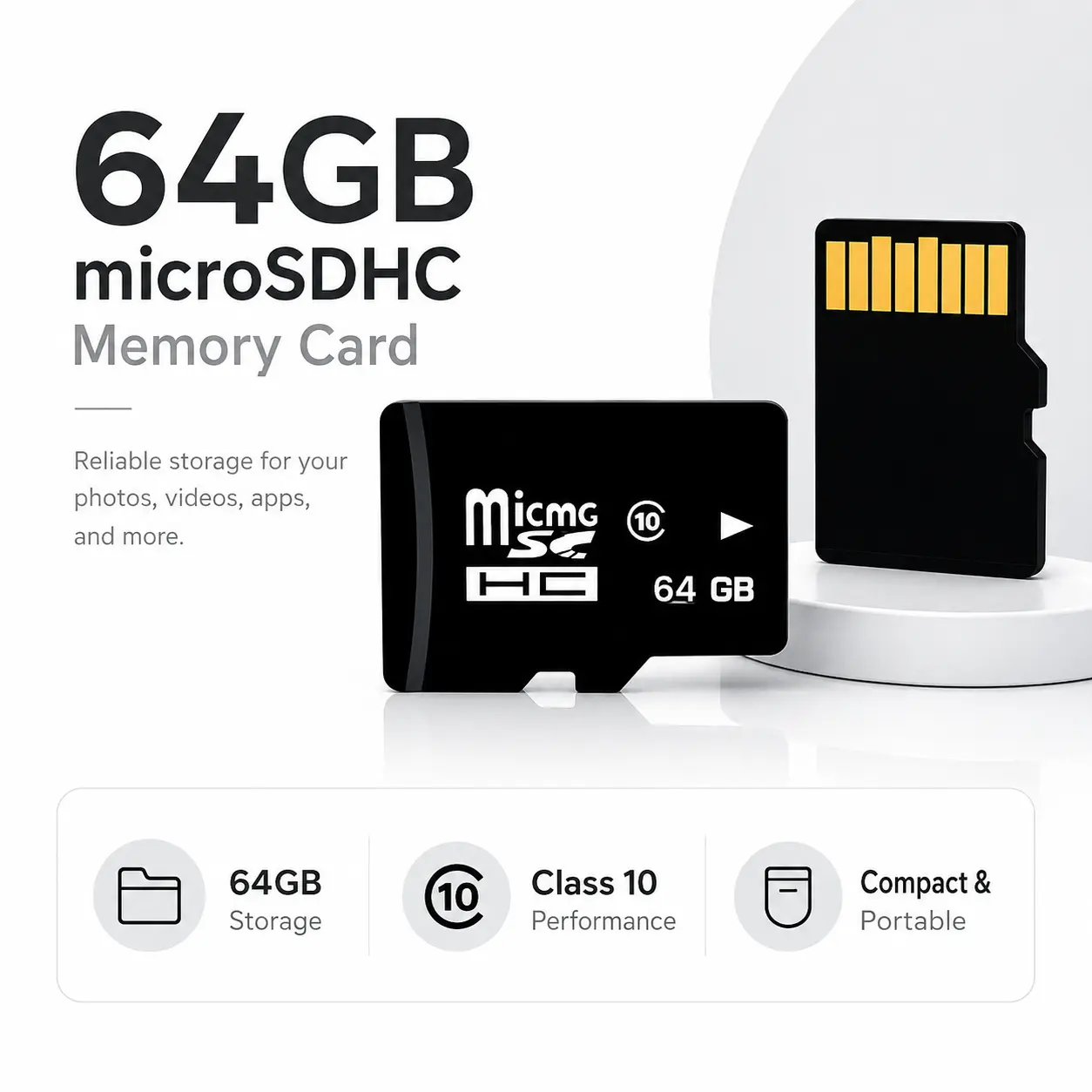 High-Speed Micro SDXC Memory Card (SDSQUA4-064G-GN6MN, 64GB/128GB, C10, No Adapter) - MicroSD Interface, Flash Digital Recording, for CCTV Cameras, Dash Cams, <1 Year Warranty>