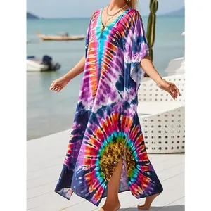 Kaftan Dresses for Women Plus Size Bathing Suit Cover up Vneck Batwing Dress Loose fit Moroccan Caftan mumu Dresses