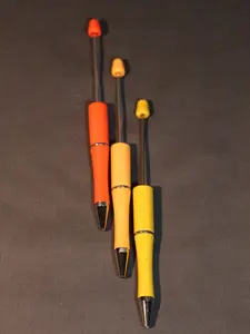 40 Dark Orange, Light Orange and Yellow --- Slim Beadable Pens 5.5" Sleek Design with Unique Bead Detailing Customizable Metal Pens for DIY Crafts & Personalized Gifts