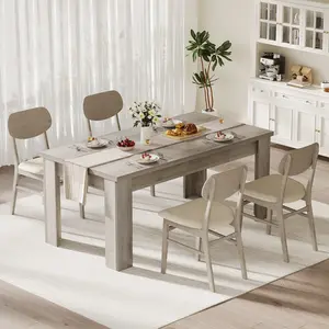 Farmhouse Rectangular Dining Table for 4-6 – Extra Thick 1.18" Wood Top & Reinforced 4.53" Legs – Heavy Duty Kitchen & Dining Room Table – Modern Grey or Brown Finish – Ideal for Small Spaces