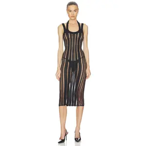 HAELO Veiled Midi Dress in Black