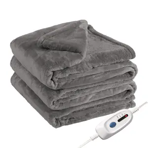 Heated Blanket Electric Blanket Queen Size 84×90 Inches Durable & Warm Flannel Fabric, 4 Heating Levels, 10-Hour Auto Shutoff, Fast Heating Suitable for Beds, Sofas and Offices, Perfect Holiday Gift, Light Gray